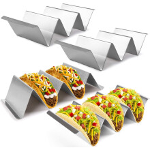 Tacoholdersett i rustfritt stål, multifunksjonelle tacoholdere for utendørs bruk, genialt design med lett tilgjengelig håndtak, ovnssikker for