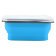 Siliconen voedselbewaarcontainer van 600 ml, blauw, draagbaar en opvouwbaar, perfect voor op kantoor en buitenavonturen, BPA-vrij en niet-giftig,
