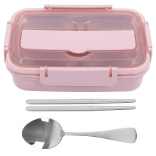 Smart design, lækagesikker bento med flere rum, bentoboks til madpakker til kontor og skole, genanvendelig bento i rustfrit stål med bestik, portion