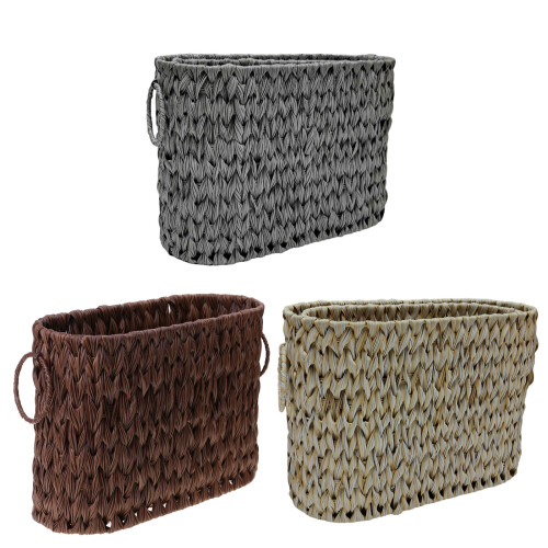 Sturdy Wicker Imitation Storage Basket for Bathroom-White L 1