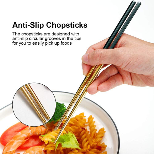 Ασιατικά chopsticks φαγητού, chopsticks από ανοξείδωτο ατσάλι με εργονομικό σχεδιασμό, 1