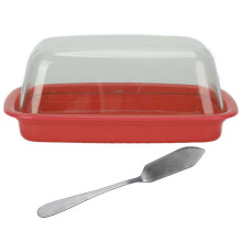 Elegante botervloot met deksel, herbruikbare plastic boterhouder voor koelkast en tafel, geurwerend ontwerp, inclusief schepje.