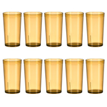 Reusable Tumblers Pack of 10 Plastic Stackable-brown 300ml