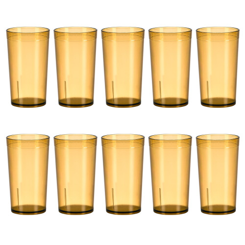 Reusable Tumblers Pack of 10 Plastic Stackable-brown 300ml
