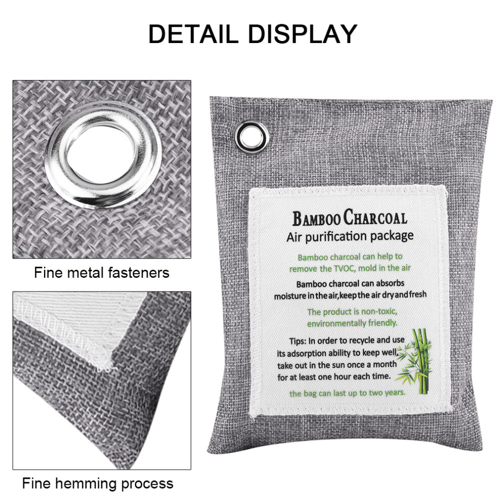 Air Purifying Bag Activated Charcoal 8 Colour Bamboo Car Odour Eliminator Grey 4661362660569