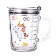 Copo infantil com canudo, copo multiuso de vidro borossilicato com escala transparente e bocal suave para beber com segurança e facilidade (350 ml)