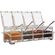Ensemble de boîtes à épices en acrylique, design transparent pour une cuisine organisée, support de rangement de qualité supérieure avec