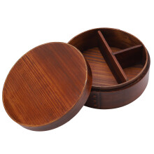 Recipiente portátil para alimentos, caja bento japonesa de madera natural, separador desmontable para uso en picnics y oficinas.
