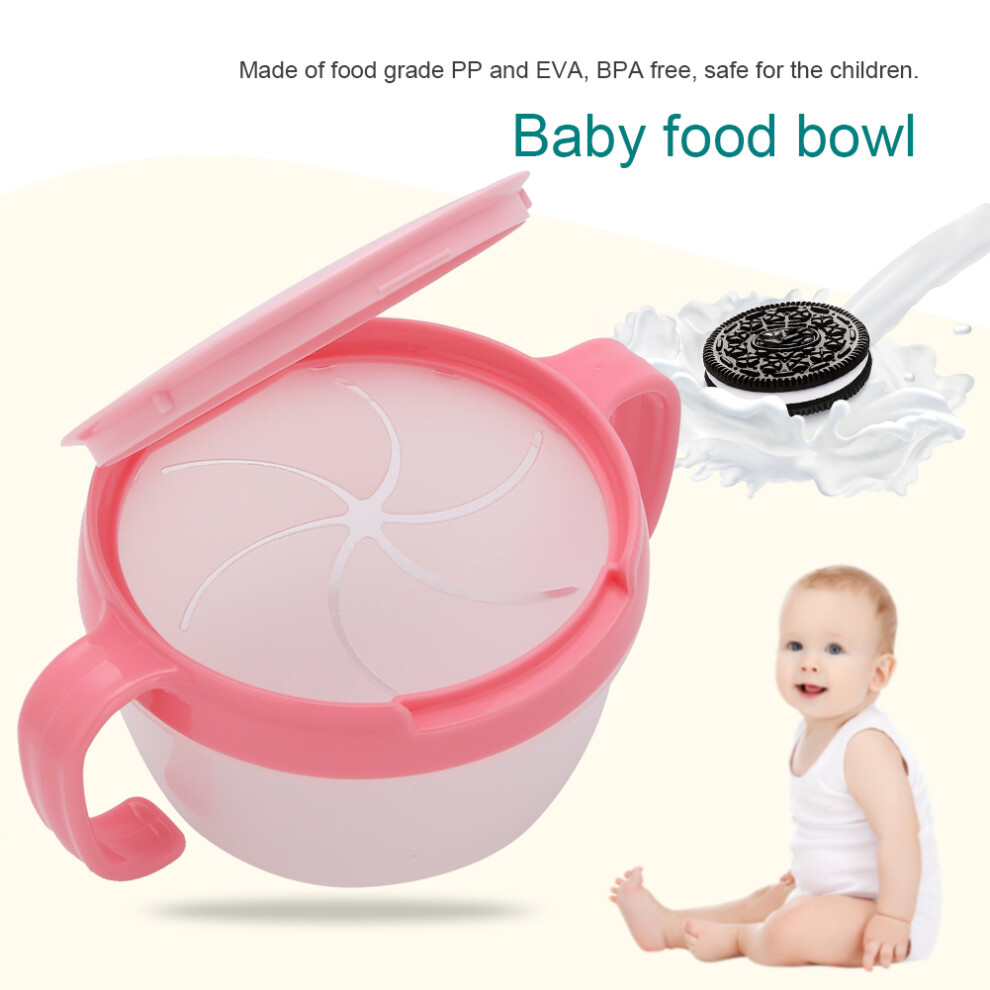 Toddler Spill Proof Food Bowl Bpa Free Dual Handle Snack Container Colour Red