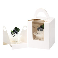 Confezione da 50 scatole individuali per cupcake, scatola creativa per pasticceria con carta kraft ecologica e robusta maniglia per il trasporto,