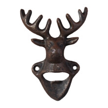 Vintage Rustic Style Wall Mounted Bottle Opener, Distressed Rustic Finish Cast Iron Deer Head For Man Caves, Garages, And Home Bars