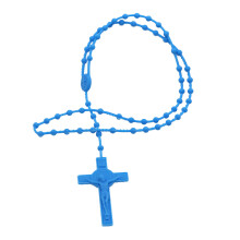 Rosary Necklace Plastic Material Religious Neck-sky blue