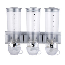 Wall Mounted Dry Food Dispenser, Easy to Install Reliable and Durable Triple Cereal Dispenser, Contemporary Design Suitable for Most Kitchens, Space S