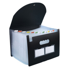 A4 Document Bag File-Black transparent in 13 grids and 6 lines