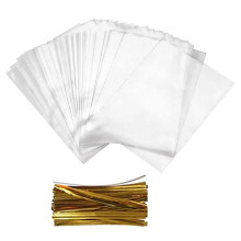 Cadeauverpakkingszakjes van cellofaan met trekkoord, transparante plastic cellofaanzakjes 10x15 cm voor gebak en snoep, niet-giftig en geurloos