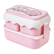 Kindvriendelijke bentobox met handvat, schattig kawaii anime-design, magnetronbestendig, 3 compartimenten, inclusief bestek, lekvrije plastic