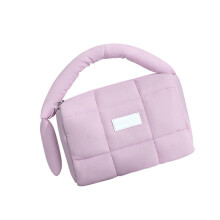 Quilted Puffer Cosmetic Bag Travel Toiletry Case For-Purple
