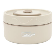 Thermische bentobox met dubbellaags ontwerp, warme, geïsoleerde voedselcontainer gemaakt van 304 roestvrij staal, ronde vorm, draagbaar en