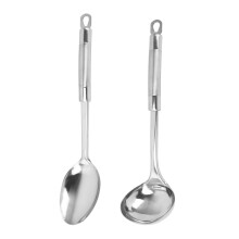 Conjunto profissional para servir massa, utensílios para espaguete em aço inoxidável com cabo longo, pega suave e macia para uso confortável,
