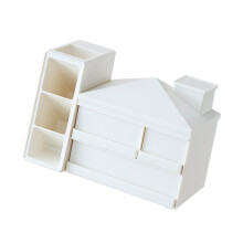 Large Capacity Desk Pencil Organiser with Sliding Drawer-White