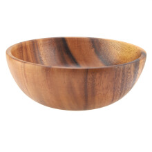 Salatschüssel aus Holz zum Servieren von Obst und Gemüse, handgefertigte Rührschüssel aus Naturholz mit glatter Oberfläche und Retro-Design,