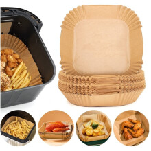 Antiaanbak bakpapier voor airfryer, wegwerpbaar, voedselveilig, 20 cm vierkant, hittebestendig, waterdicht en oliebestendig, gemakkelijk in gebruik.