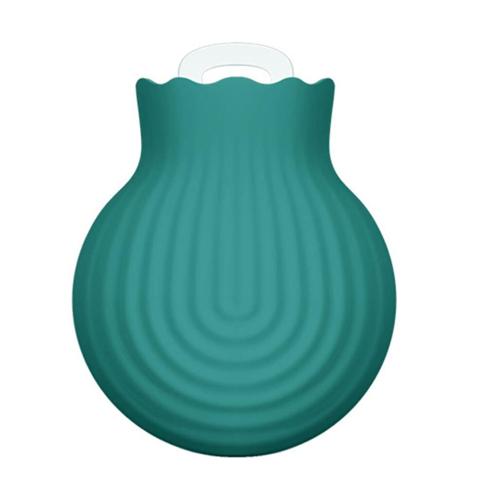 Portable Thickened Silicone Hot Water Bottle in Winter Microwave Heating Explosion-Proof Student Hand Warmer(Green)