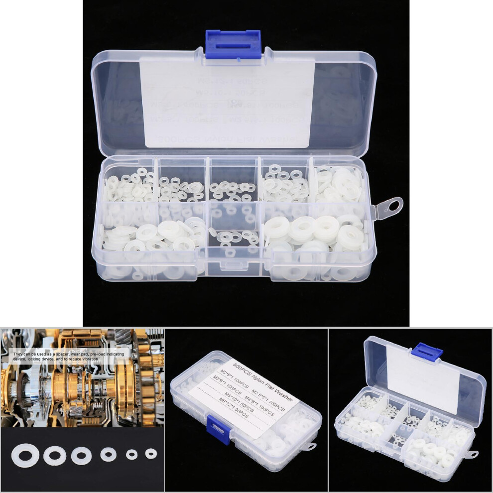 500pcs Nylon Flat Washers Assortment Kit M2-M6 White Hardware Fasteners-image-OPC-PN2ZFKV-NEW
