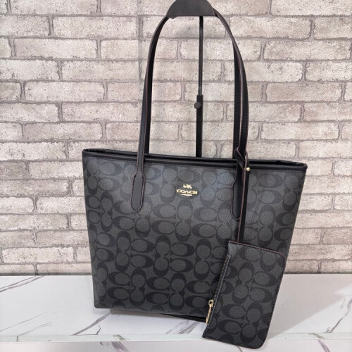 (Black) Kou C's retro old flower tote bag