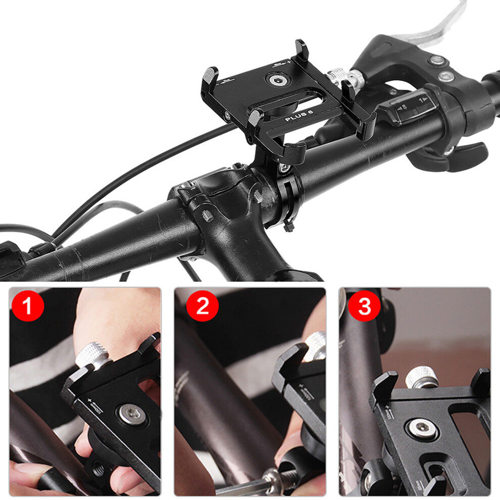Bike Phone Holder Aluminum Alloy 55-100Mm 360 Rotation Black 6911362673365