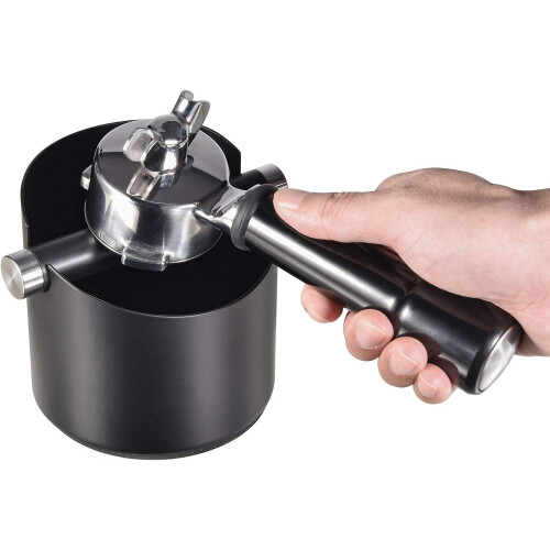 Moedor de café moderno, compacto e resistente, ideal para espresso. Design que economiza espaço, recipiente resistente a impactos e próprio para 1