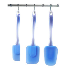 Silikon-Löffelspatel-Set, hitzebeständige Küchenhelfer mit ergonomisch geformten Griffen, 3 blaue Teile für ein nahtloses, integriertes