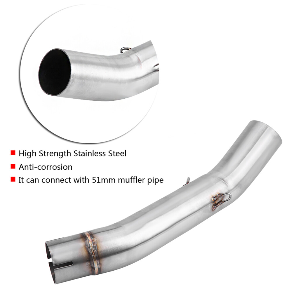 Motorcycle Exhaust Middle Pipe Link For Benelli Bn302 Tnt300 2014-2018 Silver 3761362674397