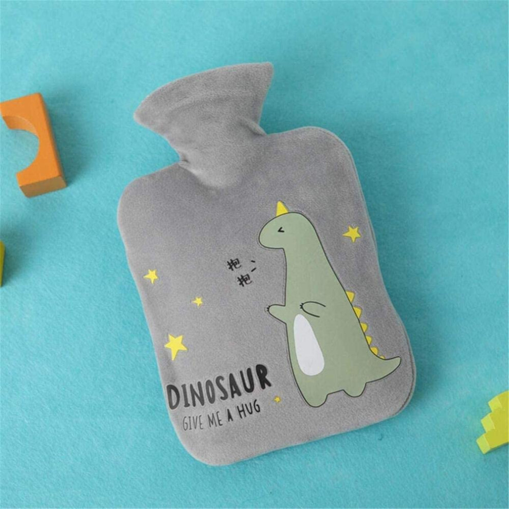 Hot Water Bottle PVC Hot Water Bag with Plush Cover Cartoon Dinosaur Pattern 2000ml