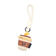Romance Couple PU Leather Keychain Cartoon Fries Milk-coffee