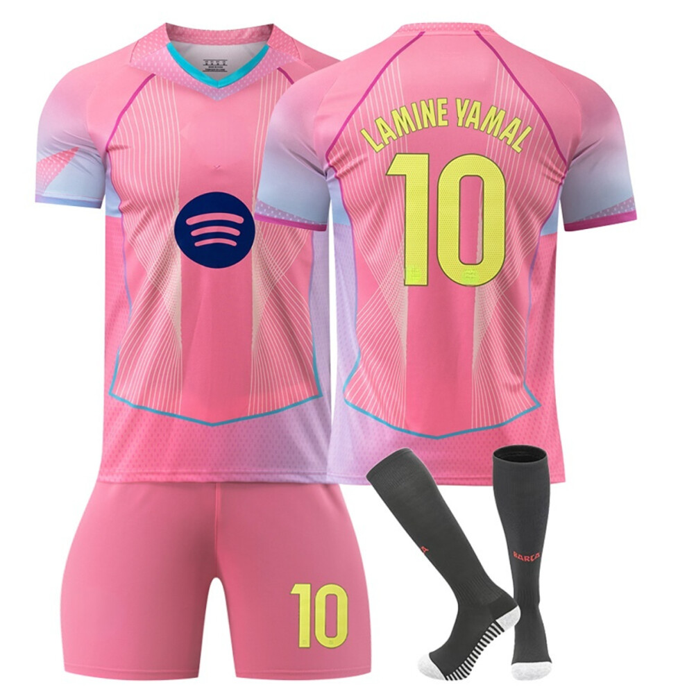 (XS(160-165CM)) Barca Black Sport Socks Get Free Print #10 Lamine Yamal Pink T-shirt & Shorts