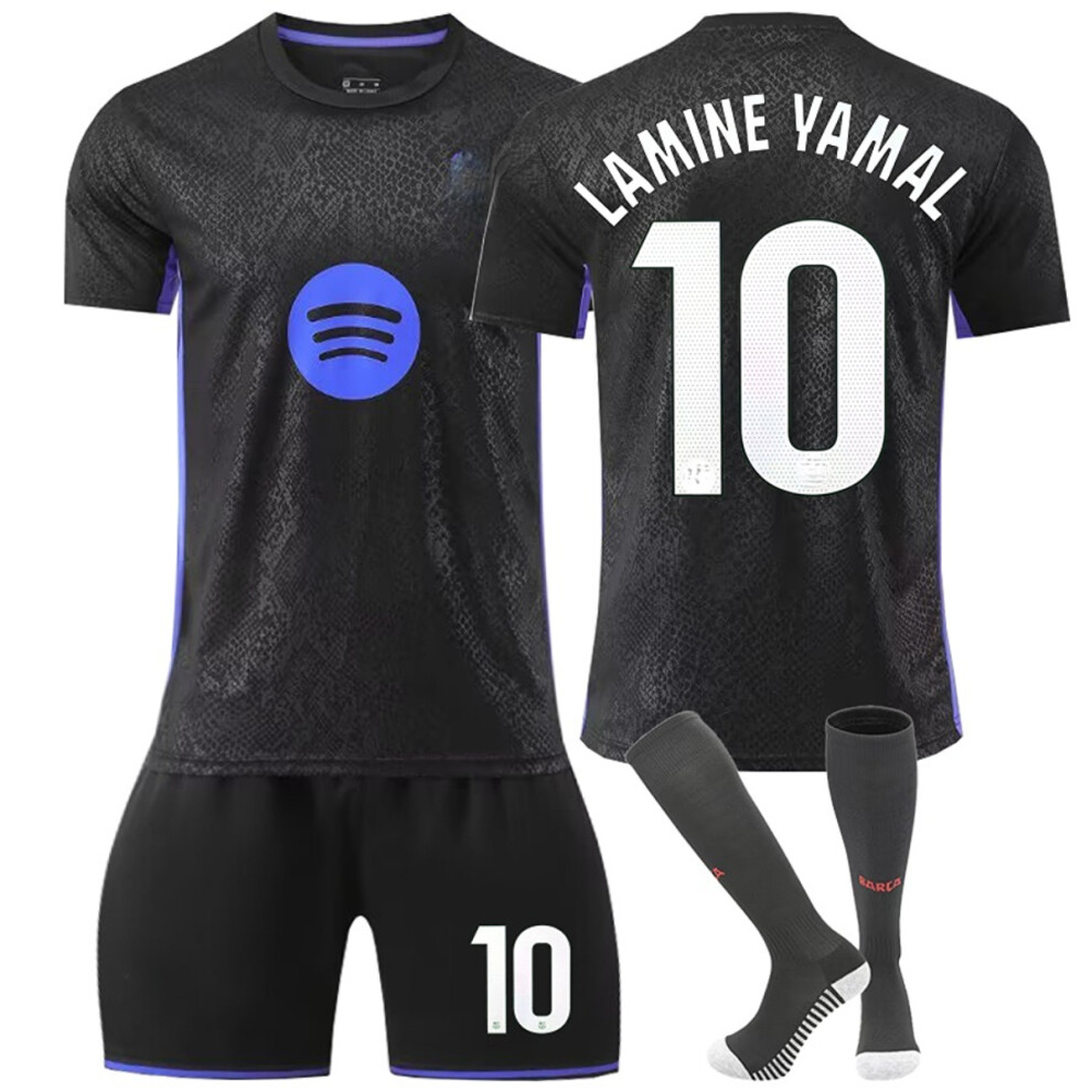 (26(140-150CM)) Barca Black Sport Socks Get Free Print #10 Lamine Yamal Black T-shirt & Shorts