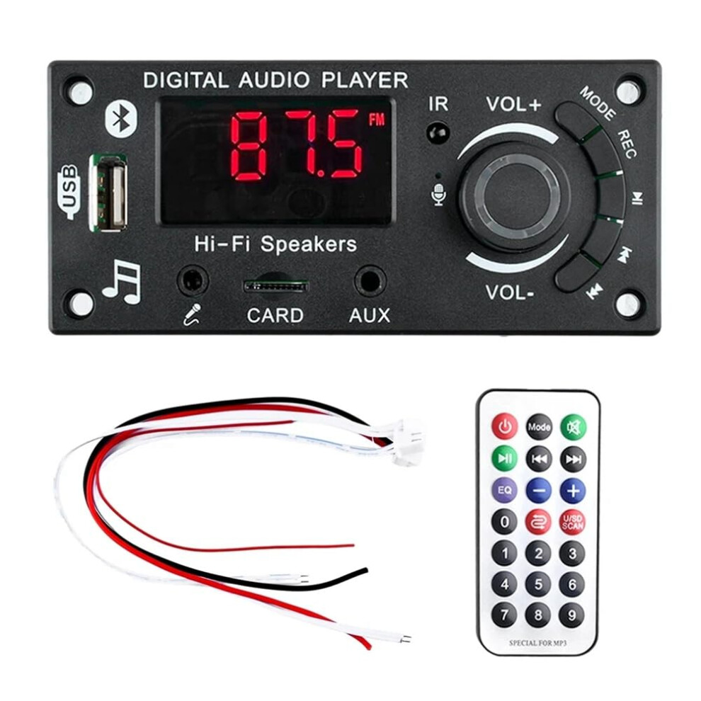 2X50w 100W Amplifier Bluetooth 5.0 Mp3 Decoder Board Diy Car Mp3 Player Usb Fm Recording Switching Tf Usb Record Call 9323874062099