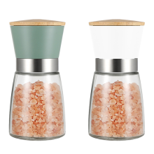 Gourmet Chef's Choice salt- og pepperkvernsett i kobber og rustfritt stål, stilige manuelle møller med justerbar keramisk kvernmekanisme,