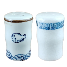 Keramik-Gewürzstreuer-Set „Ocean Waves“, japanischer Stil, praktisch und langlebig, verschönert Ihren Tisch, geeignet für Salz, Pfeffer,
