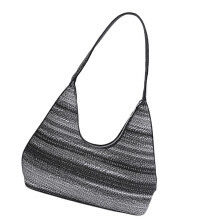 Poche élégante de grande capacité tissée en paille,-Noir
