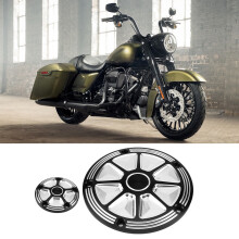 2Pcs CNC Aluminum Motorcycle Derby & Timer Cover Kit for Harley Models Black & Silver