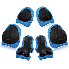(blue black) 6PCS/SET Knee Pads For Kids Kneepads And Elbow Pads Toddler Protective Gear Knee Pads