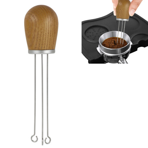 Elegant Espresso Companion, Διανομέας Σκόνης με Ξύλινη Λαβή, Αναδευτήρας Espresso από Ανοξείδωτο 1