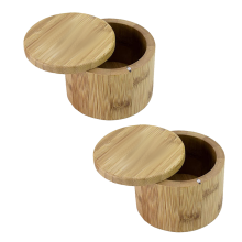 Cutie de depozitare din bambus cu design inteligent, ecologică, cu capac rotativ magnetic și deschidere ușoară cu o singură mână pentru