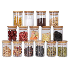 Kleine Glasflaschen für eine platzsparende und leicht zu reinigende Küchenorganisation, luftdichte Behälter mit Bambusdeckel, Gewürzgläser aus