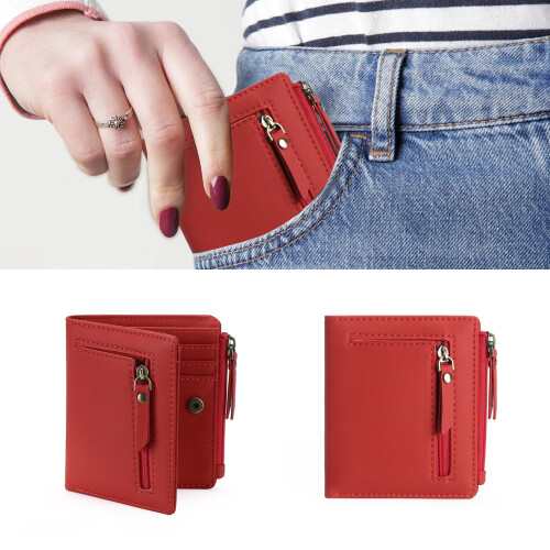 RFID's veilige mini-portemonnee met kliksluiting, compact-Blauw 2