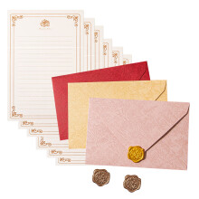 Papier à lettres doublé, 3 enveloppes,-Mélange rose jaune rouge