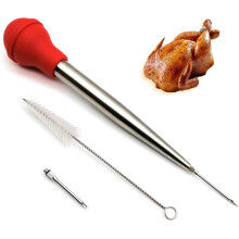 Professional Stainless Steel Turkey Baster, High Heat Resistant Food Grade Silicone Bulb With Powerful Suction For Efficient Cooking, Marinade Injecto