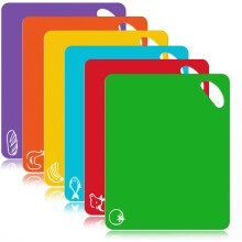 Tábuas de corte flexíveis para cozinha, conjunto de 4: codificadas por cores para evitar contaminação cruzada, alças EasyGrip para manuseio